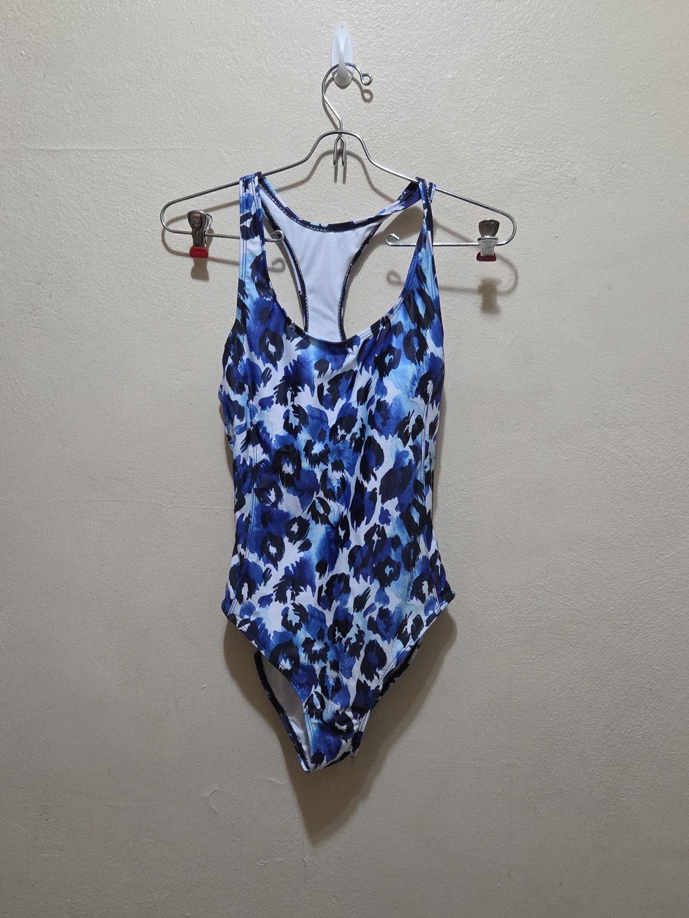 Woman's  Blue Floral Racerback One-Piece Swimsuit